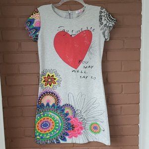 Graphic Multicolor Mini Dress Short Sleeve Medium
